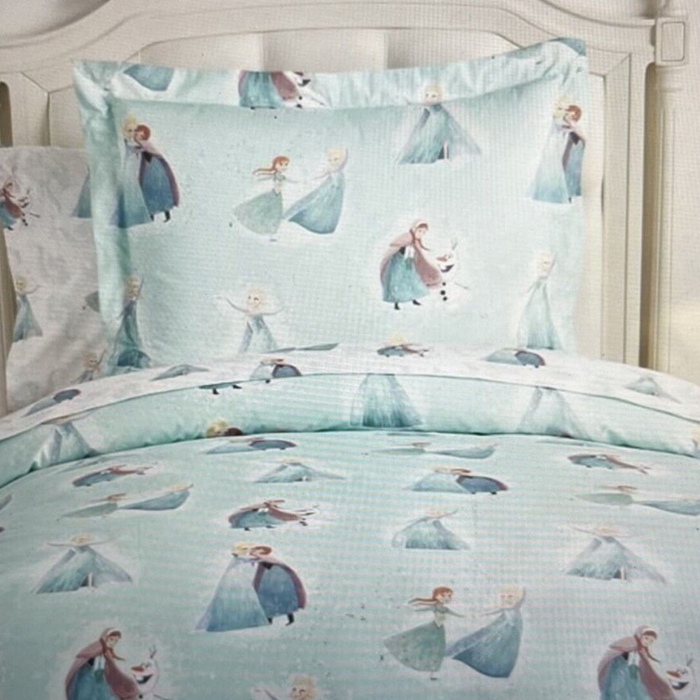 Pottery Barn Kids DISNEY FROZEN Twin Duvet Cover, pillow sham & more. 4 pieces!